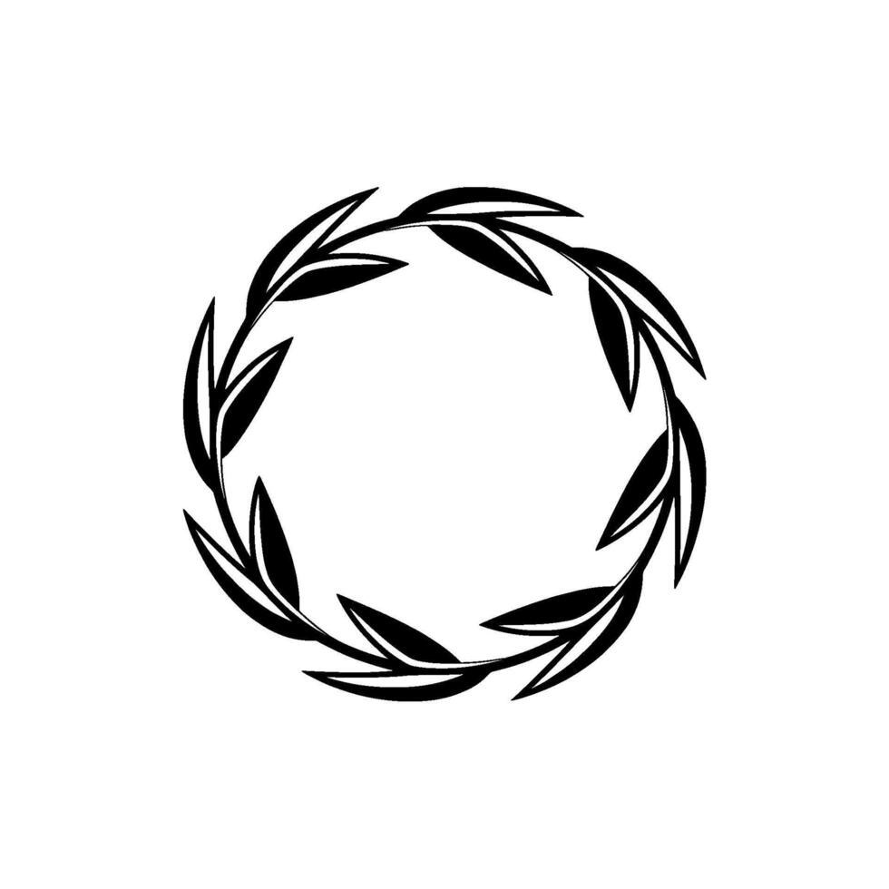 Elegant Black Blush Leaf Wreath on White Minimalist Element vector