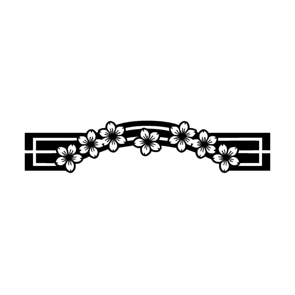Minimalist Cherry Blossom Frame Monochrome vector