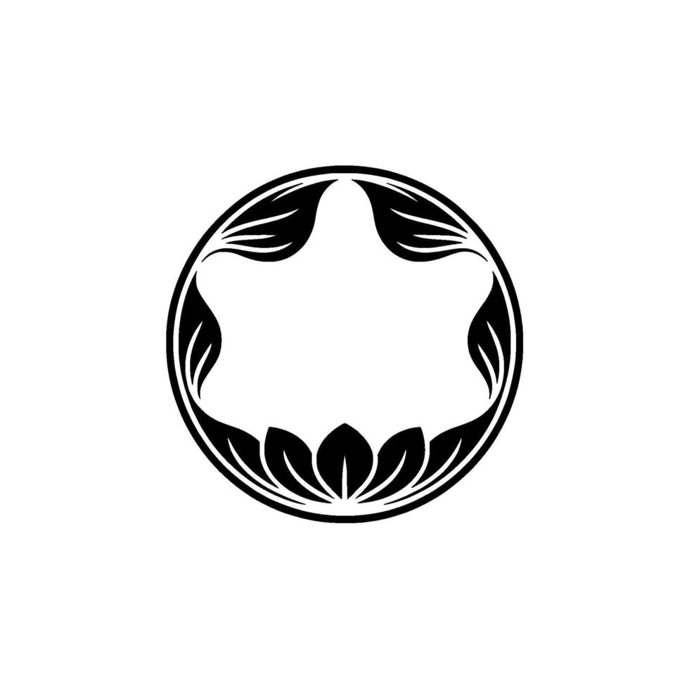 Minimalist Leaf Circle , Black White, Clean, Decorative vector