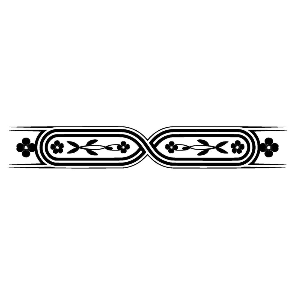 Black White Floral Border Ornamental, Elegant vector