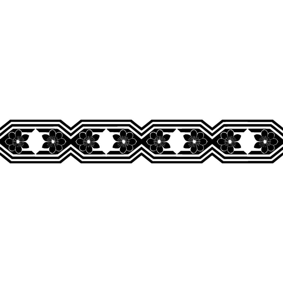 Geometric Floral Border , Black and White, Minimalist vector