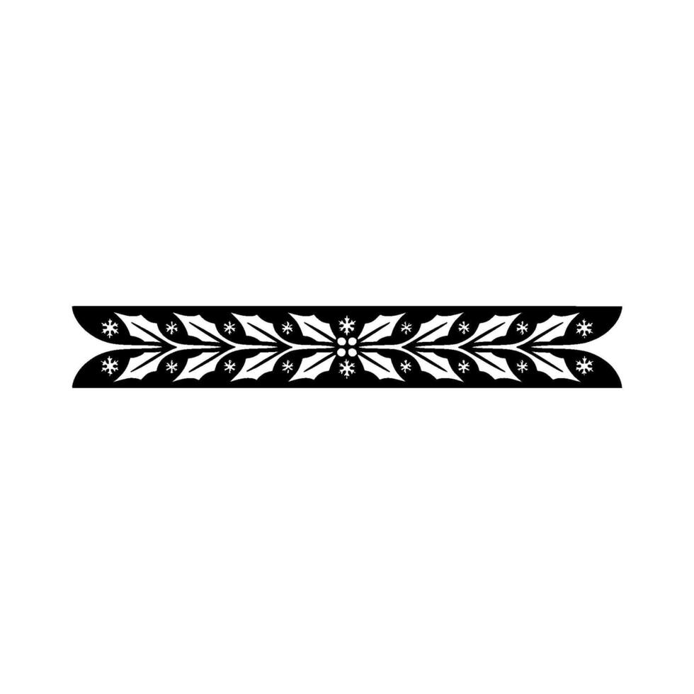 Christmas Border Holly Snowflakes, Black Silhouette vector