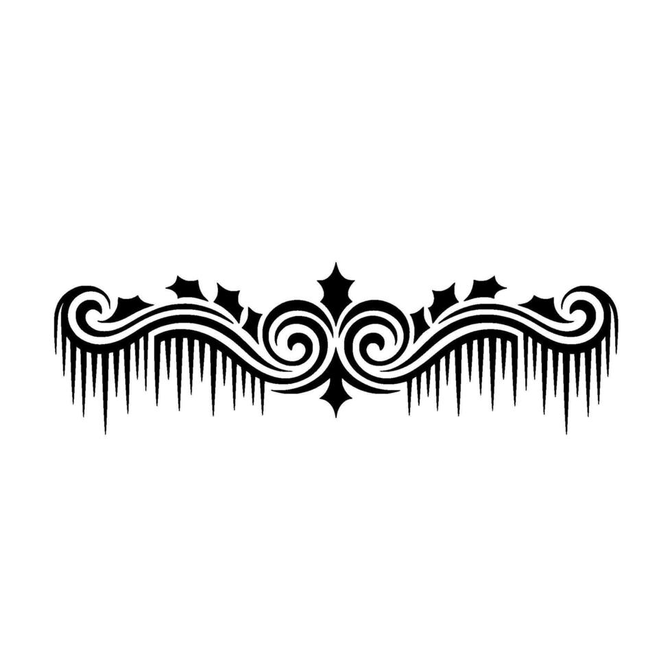 Ornamental Icy Ornament, Black Silhouette, Minimalist vector