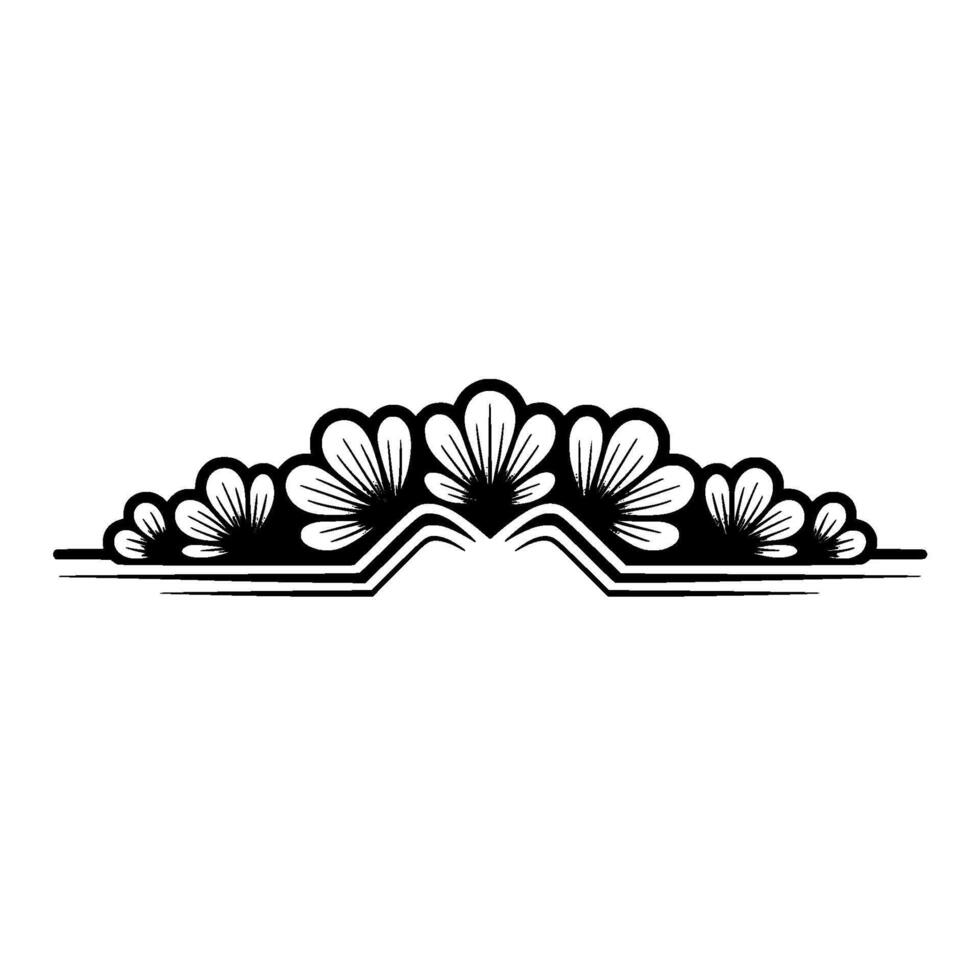 Elegant Black and White, Floral Border on White vector