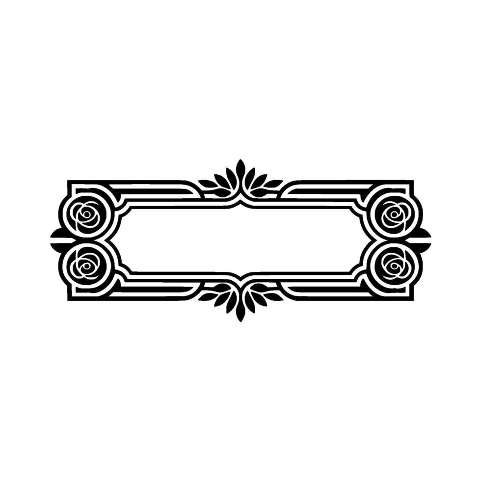 Elegant Black and White Decorative Label with Floral Accents vector