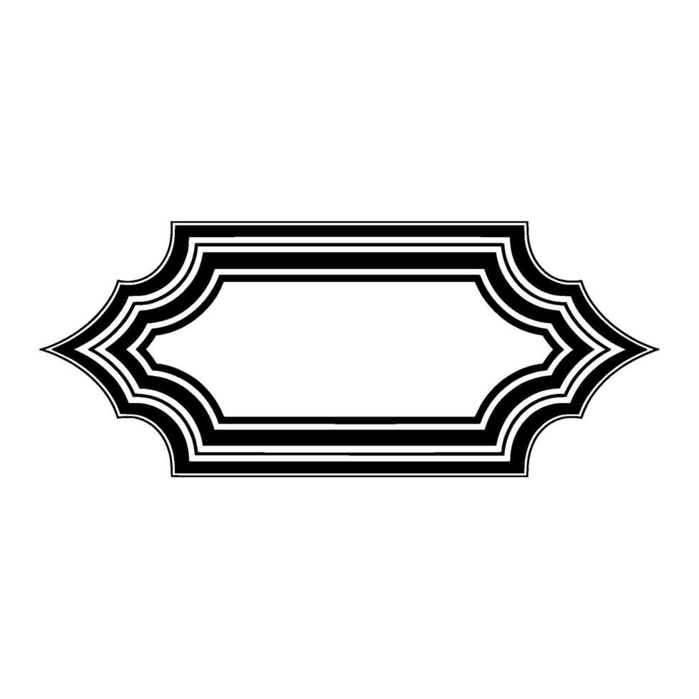 Decorative Ornate Label Frame Black White Illustration vector