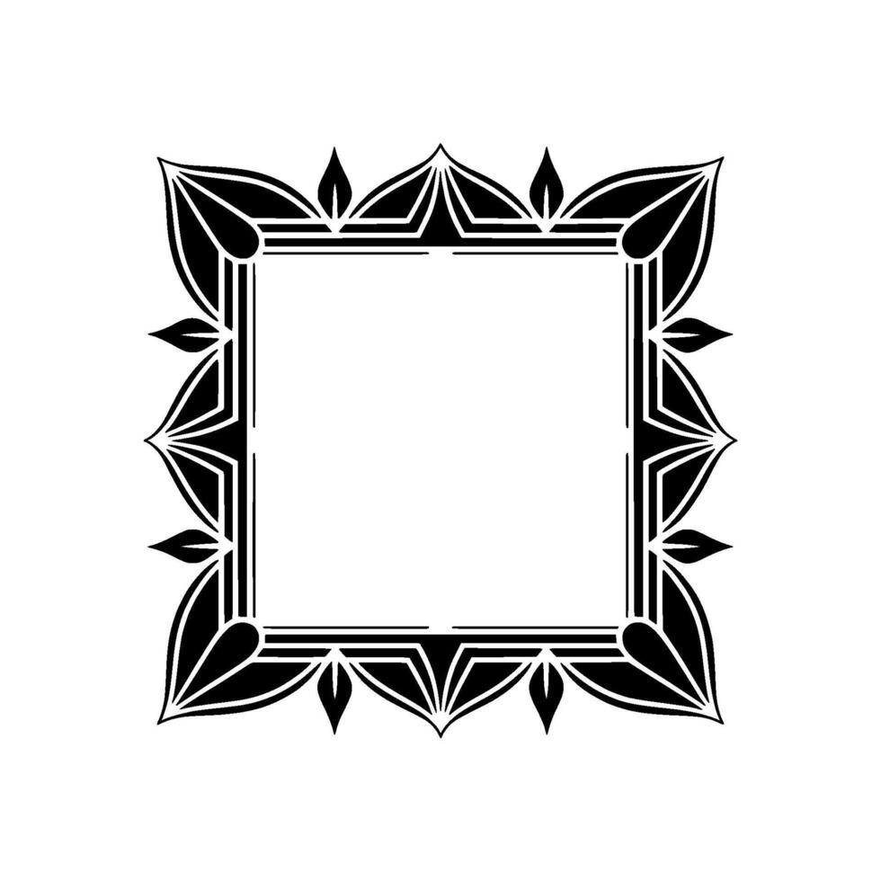 Geometric Frame with Leaf Motifs - Minimalist vector