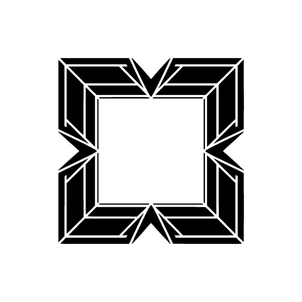 Geometric Abstract Black and White Angular Frame on a Light Background vector