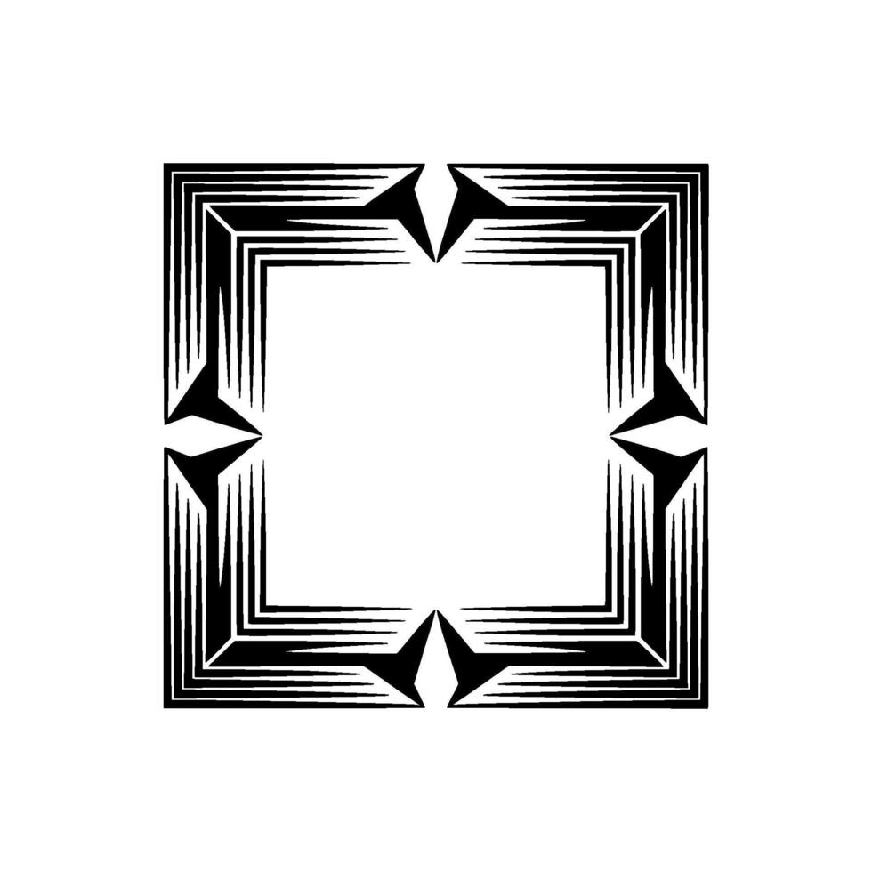 Geometric Black White Frame with Starburst Accents Minimalist vector