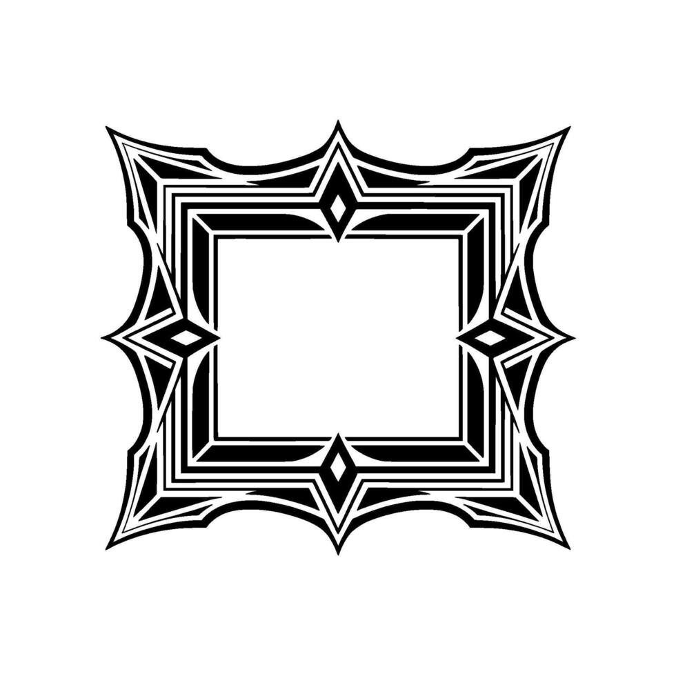 Ornate Black Silver Frame , Art Deco Inspired, Isolated on White vector
