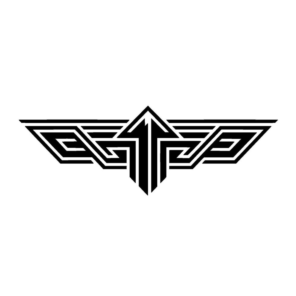 Abstract Geometric Arrow - Bold Black White vector