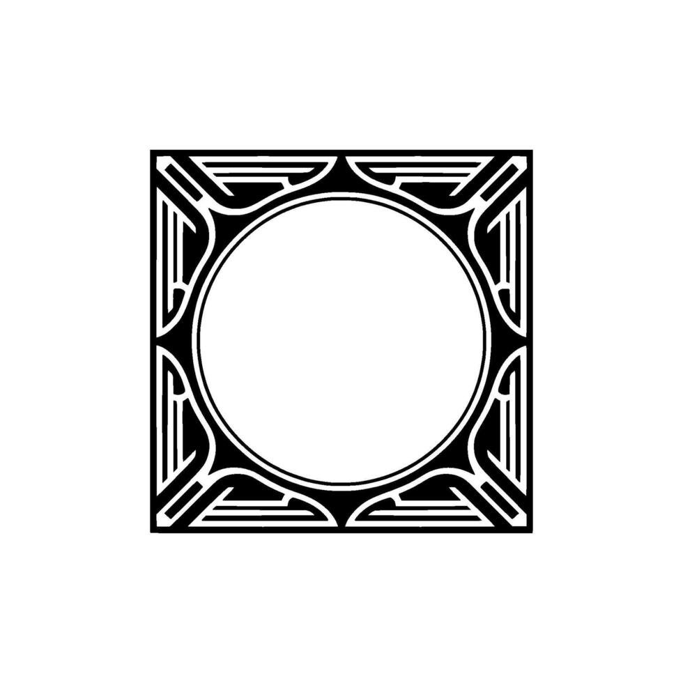 Art Deco Frame with Circle Black White Geometric on White vector