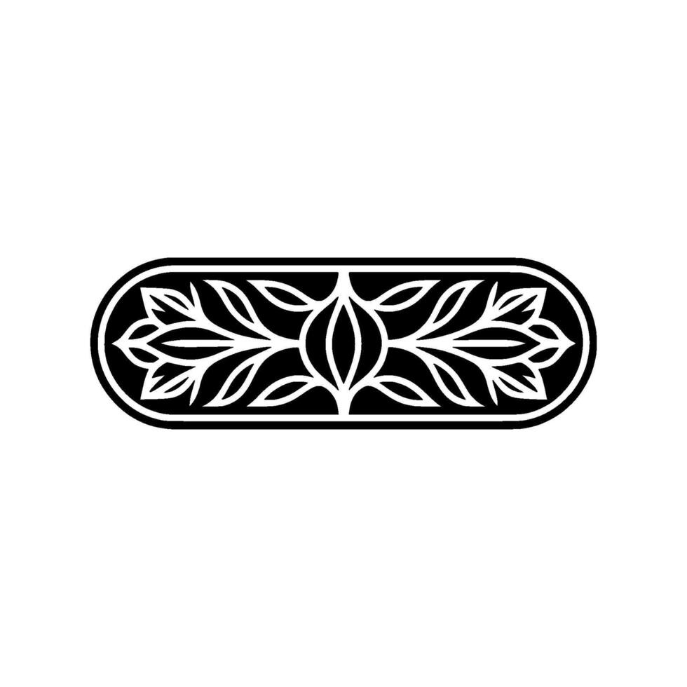 Minimalist Black White Floral Pattern Oval Frame vector