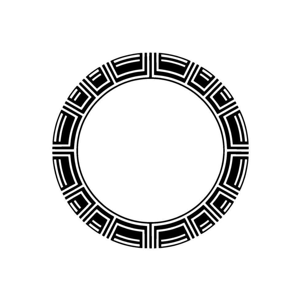 Geometric Circle Frame Minimalist Greek Key on White vector