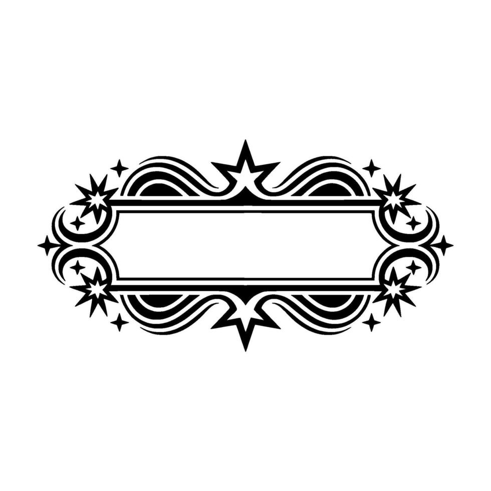Elegant Black Silver Decorative Frame, Stars Ornament vector