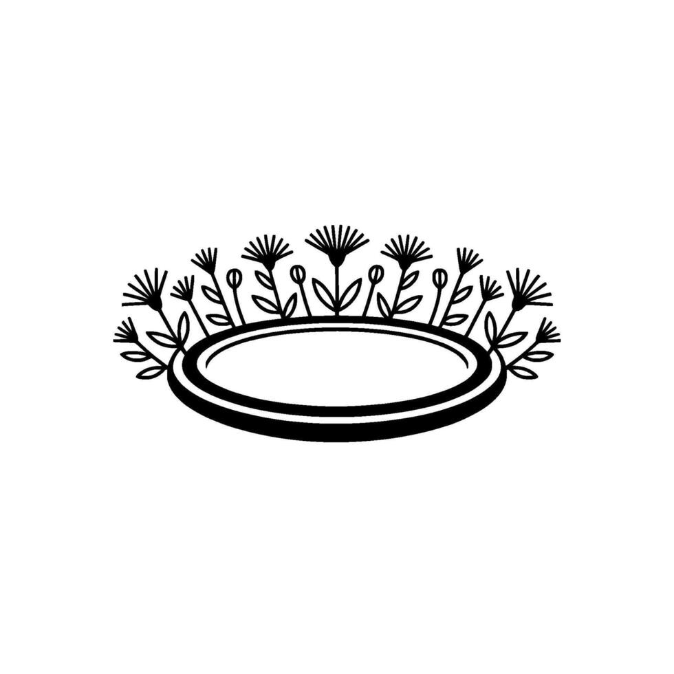 Floral Crown Emblem, Minimalist Botanical vector