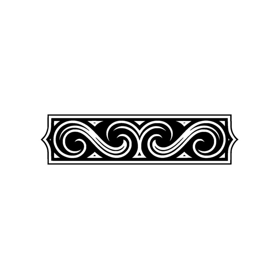 Intricate Black White Scroll Border, Vintage vector