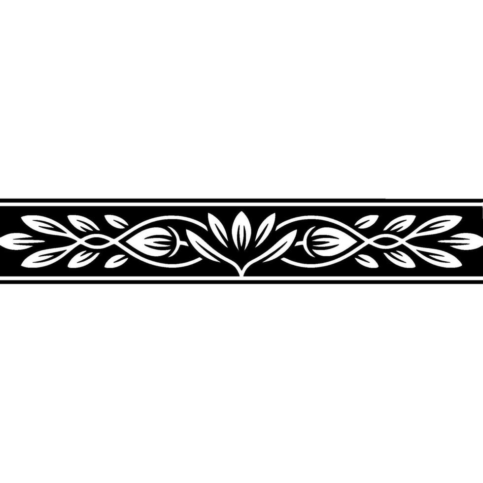 Elegant Black and White Floral Border, Vintage, Decorative vector