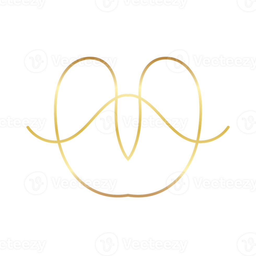 Elegant gold gradient line art illustration png