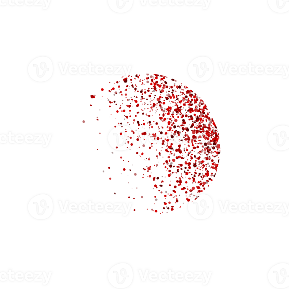 Abstract red particles burst png