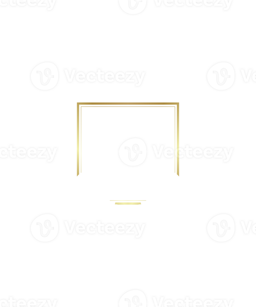 Elegant golden geometric frame design element png