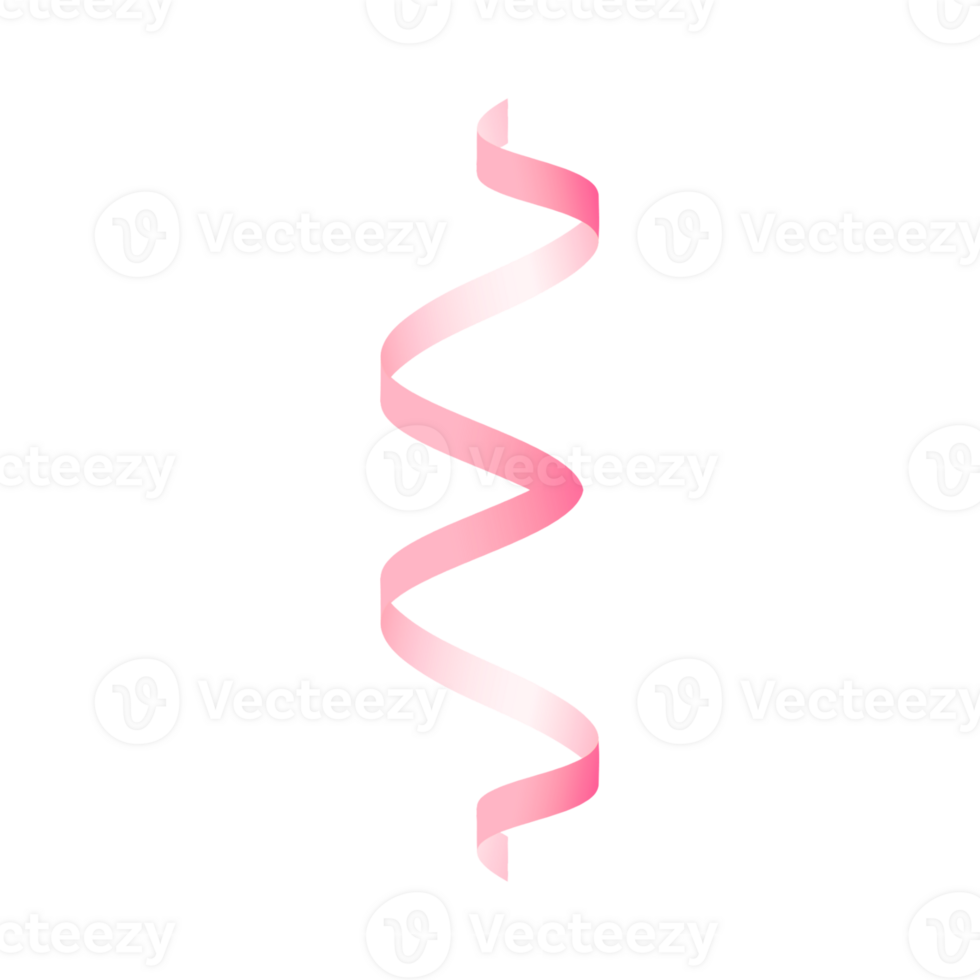 A single pink ribbon spirals downwards as a festive decoration png