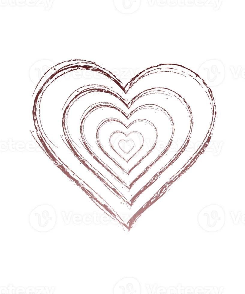 Abstract grunge textured nested heart shapes png