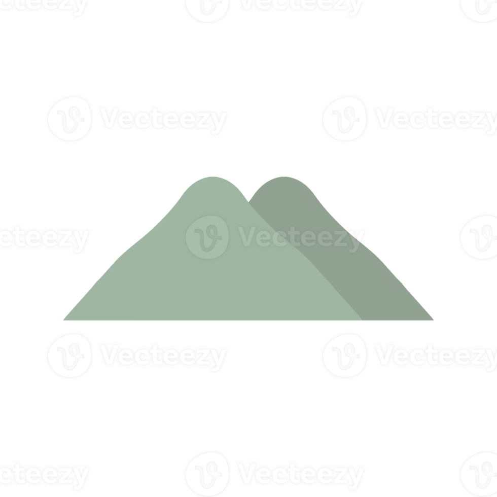 Minimalist flat design illustration of two green mountains png