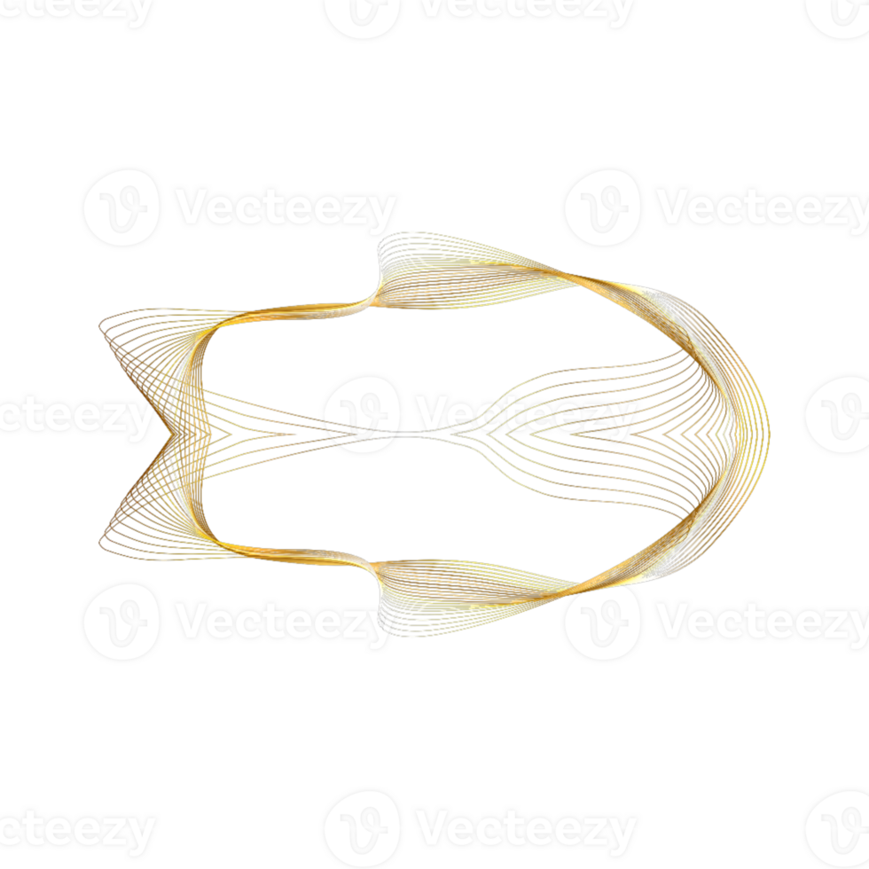 Abstract golden flowing lines forming a decorative shape png