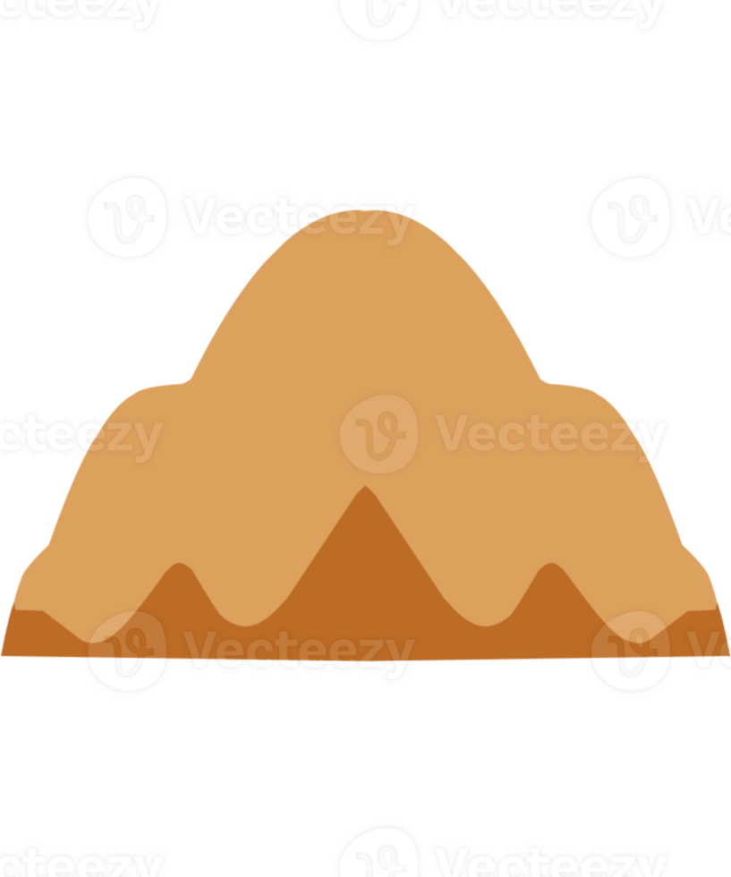Simple flat abstract brown hill shape graphic element png