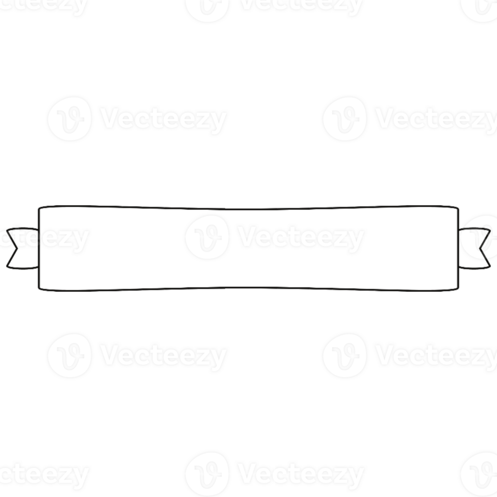 Simple hand drawn blank ribbon banner outline png
