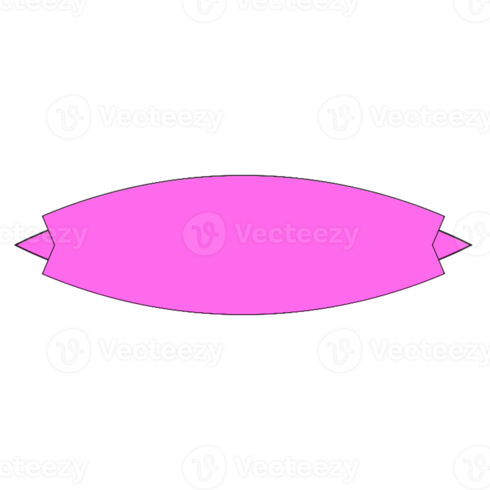 Simple pink horizontal curved ribbon banner png