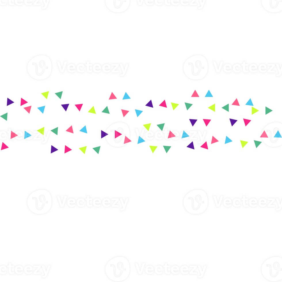 Scattered colorful geometric triangles creating an abstract pattern png