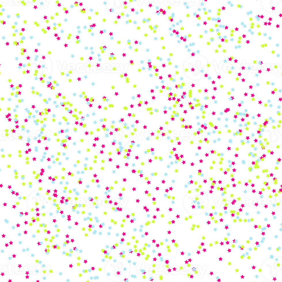 Seamless pattern of scattered bright star confetti png