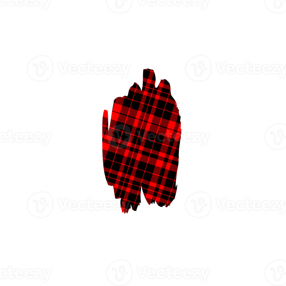 Abstract brush stroke shape with red and black plaid pattern png