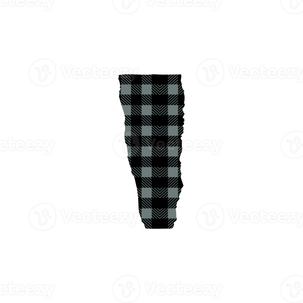 Map shape of Vermont filled with black and grey plaid pattern png