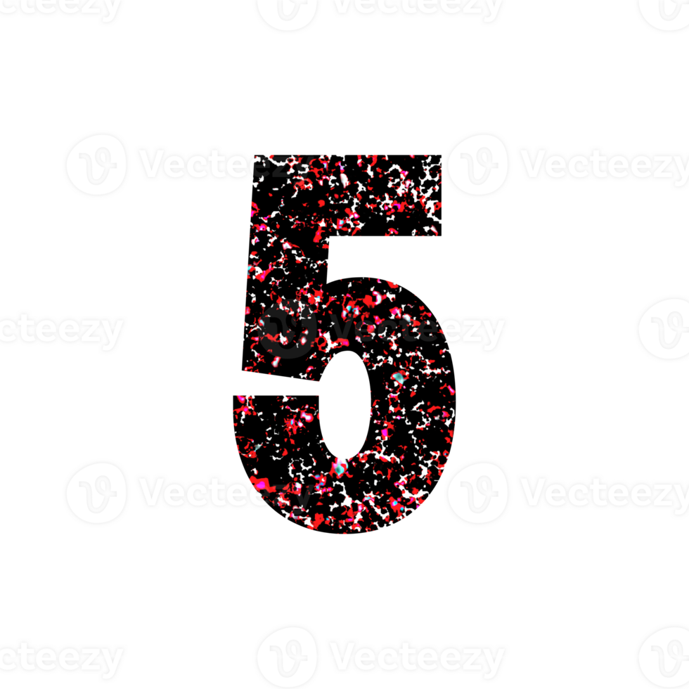 Textured number five with abstract colorful pattern png