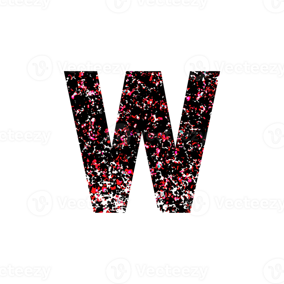 Abstract splatter pattern fills the letter W png