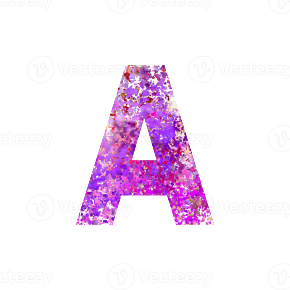Uppercase letter A filled with vibrant artistic paint splatters png