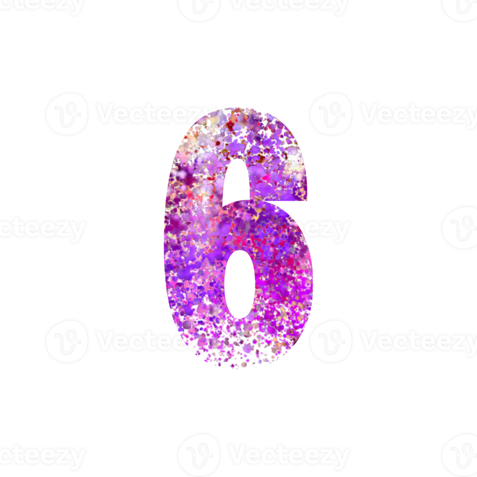 Colorful number six with abstract dot pattern png