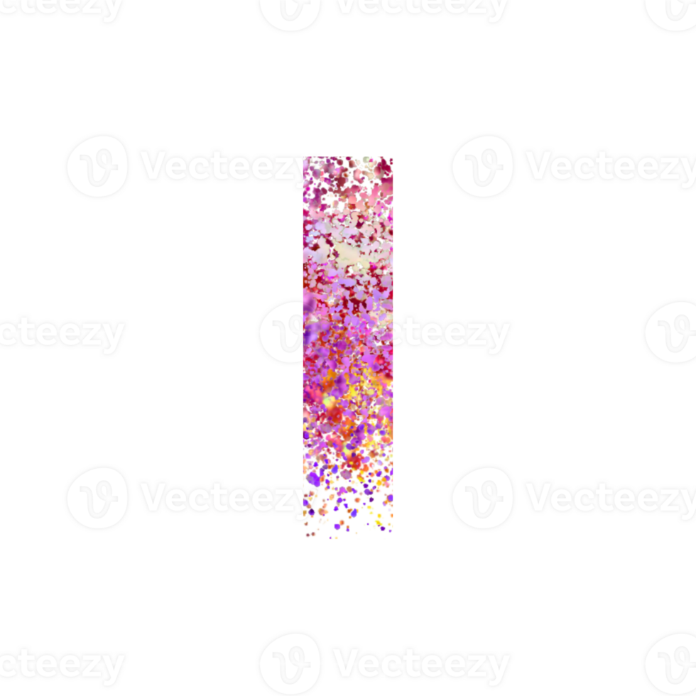 Lowercase letter I formed by colorful particles png