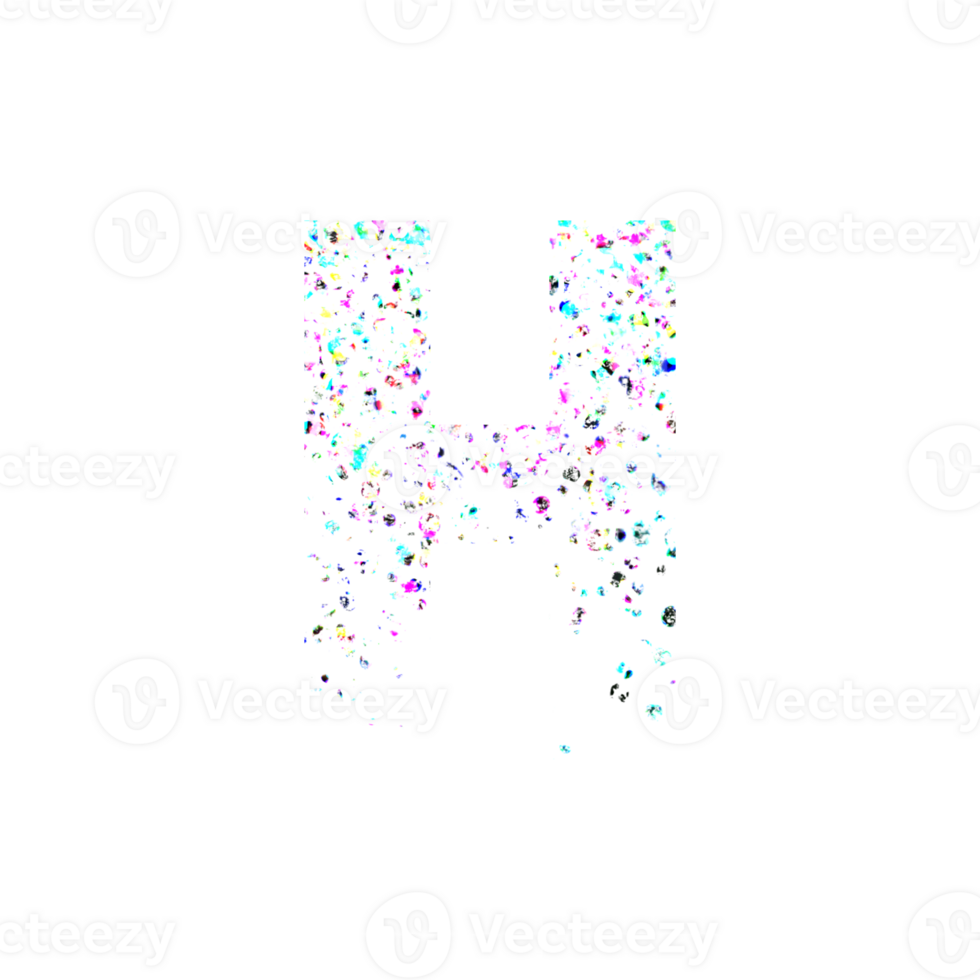 Letter H created from colorful dots png