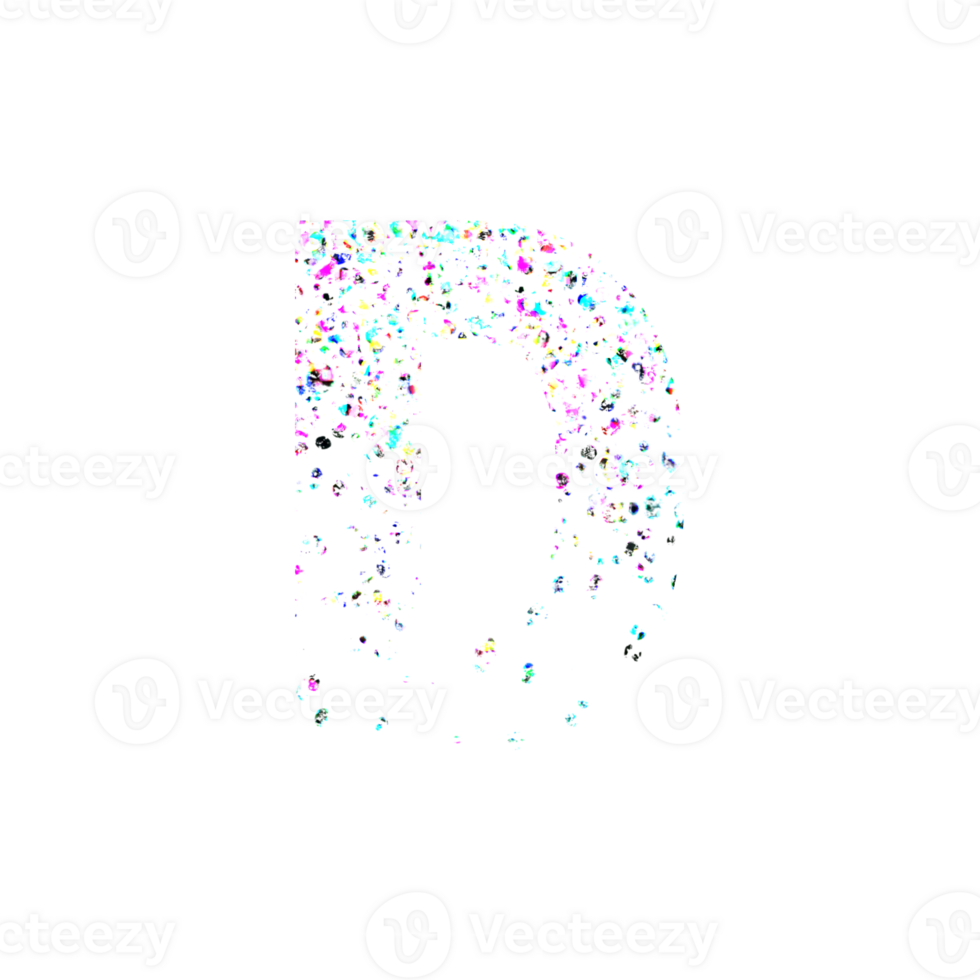 Uppercase letter D made of vibrant colorful particles png