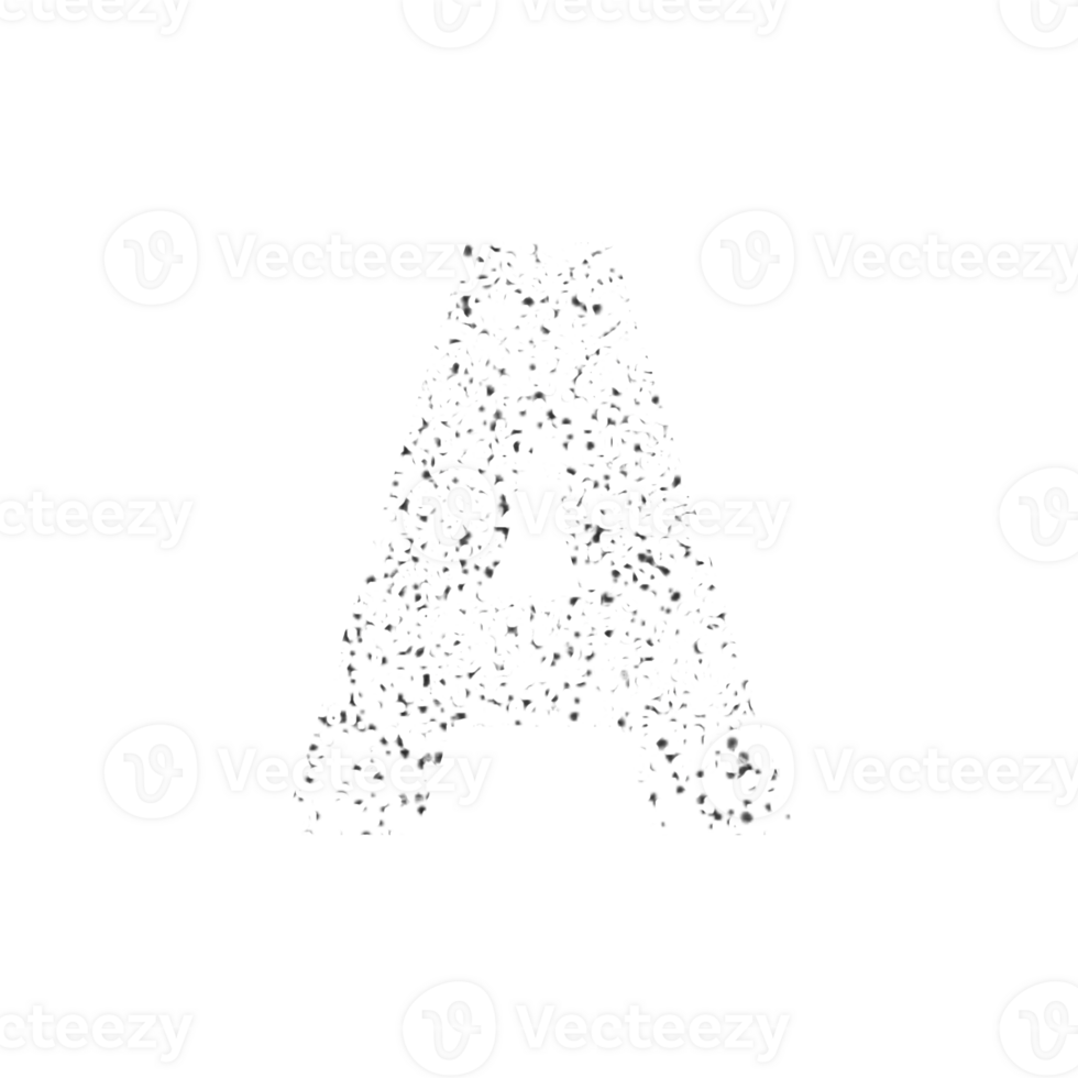 Abstract letter A formed by grunge particles png