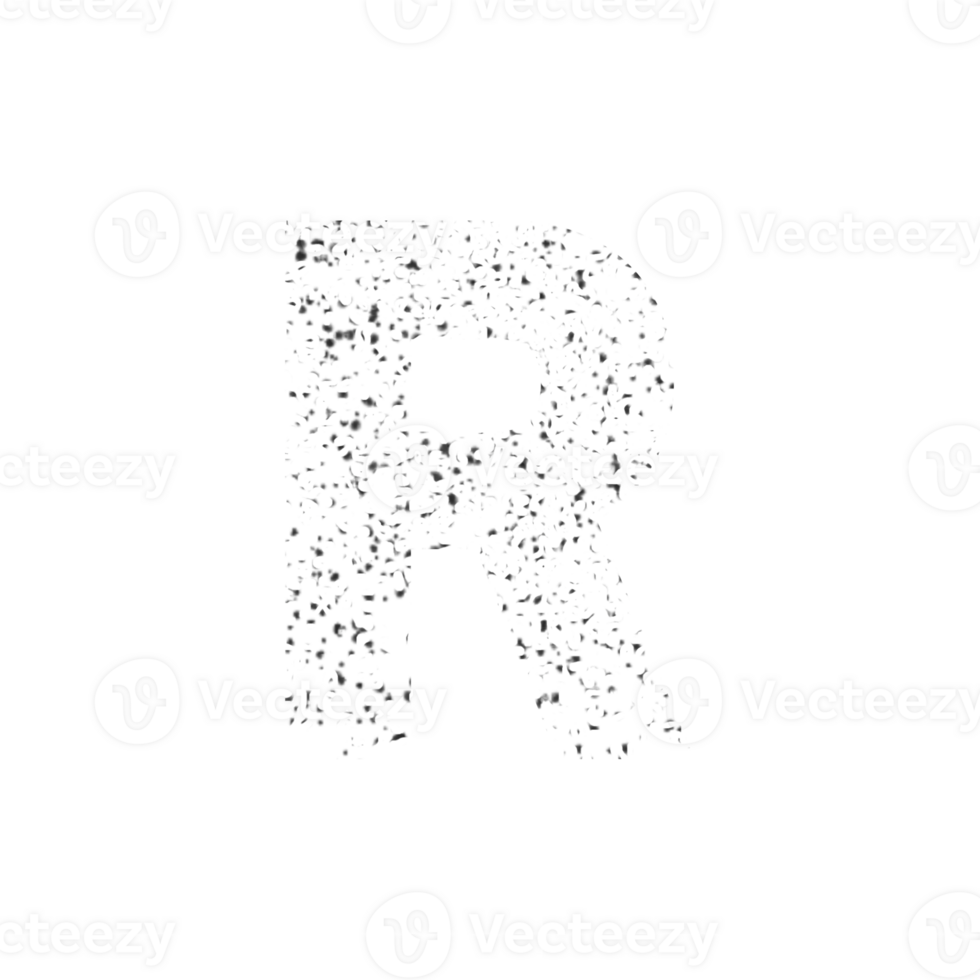 Letter R formed by abstract particles png