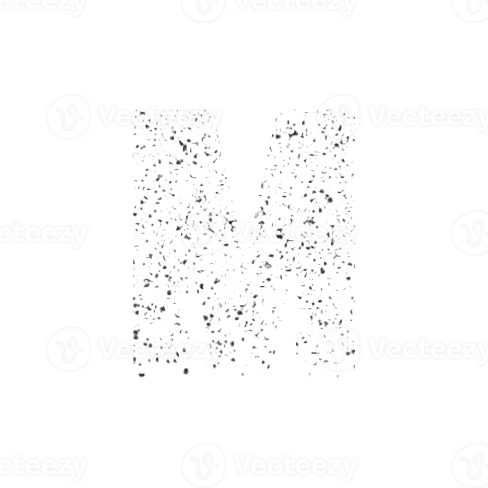 Abstract fragmented texture forming the letter M png