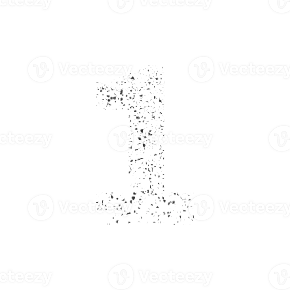 Abstract digital number one formed by particles png