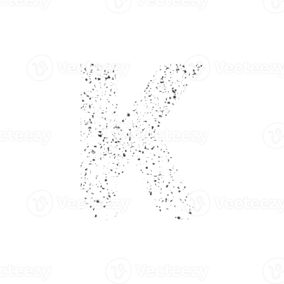 Abstract particle texture forming the letter K png