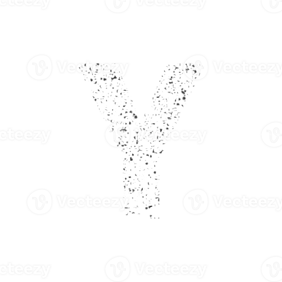 Capital letter Y created from small textured shapes png