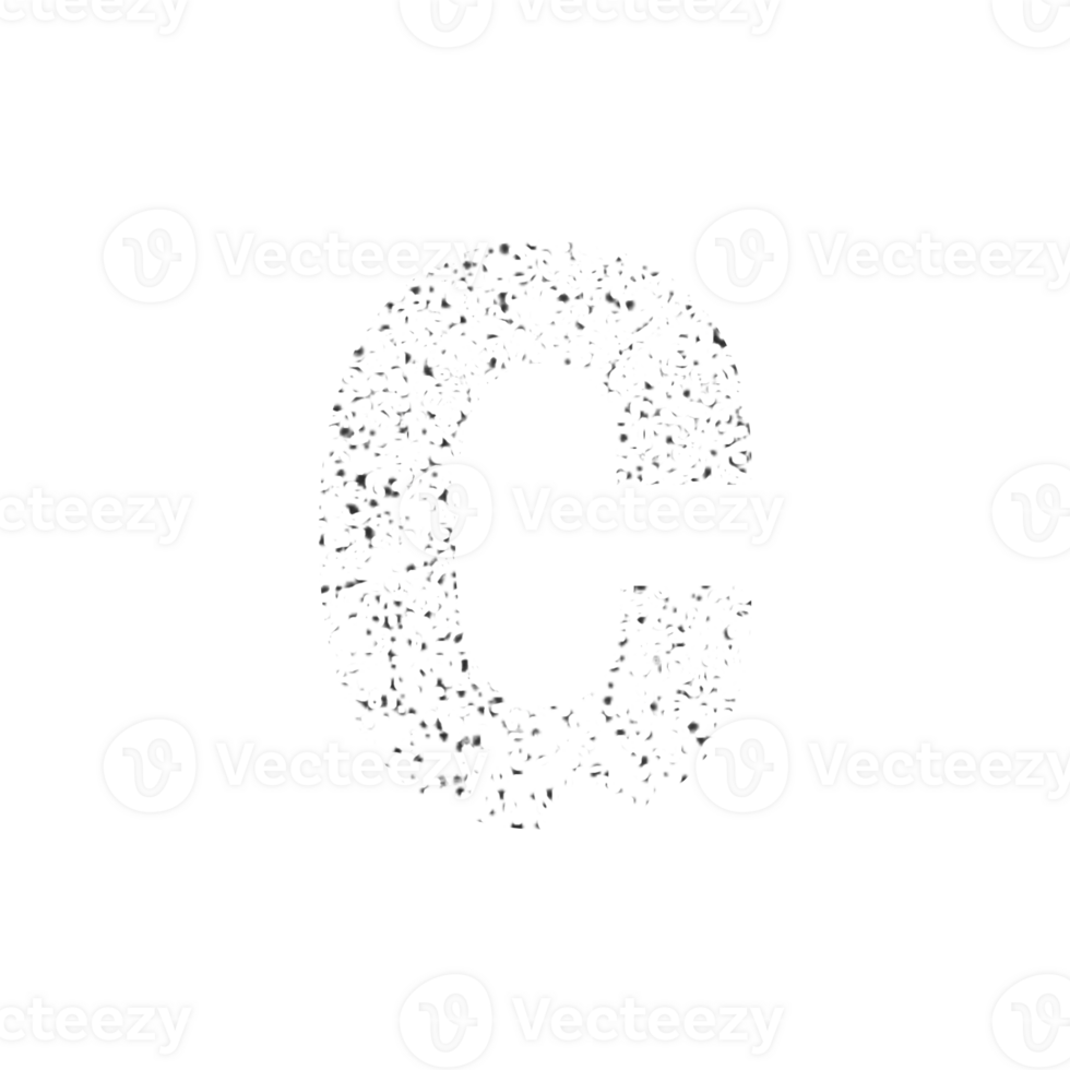 Uppercase letter C rendered with a grainy textured particle effect png